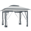 12x12 Pop Up Gazebo Sun Shade Instant Folding with Mesh Sidewall Netting, 3-Level Adjustable Height and Storage Bag, Gray