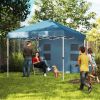 10' x 10' Pop Up Canopy Tent w/ Sidewall, Height Adjustable Instant Sun Shelter w/ Storage Pockets, Dark Blue